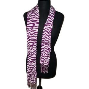 Purple and White Animal Print Scarf
